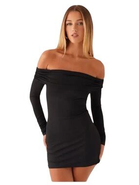 NWT Peppermayo Oxygen Off The Shoulder Mini Dress in Black Size 8